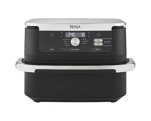 Ninja Foodi MAX Dual Zone Digital Air Fryer, 2 Drawers, 9.5L, 6-in-1, Uses No Oil, Max Crisp, Roast, Bake, Reheat, Dehydrate, Cook 8 Portions, Non-Stick Dishwasher Safe Baskets, Black AF400UK