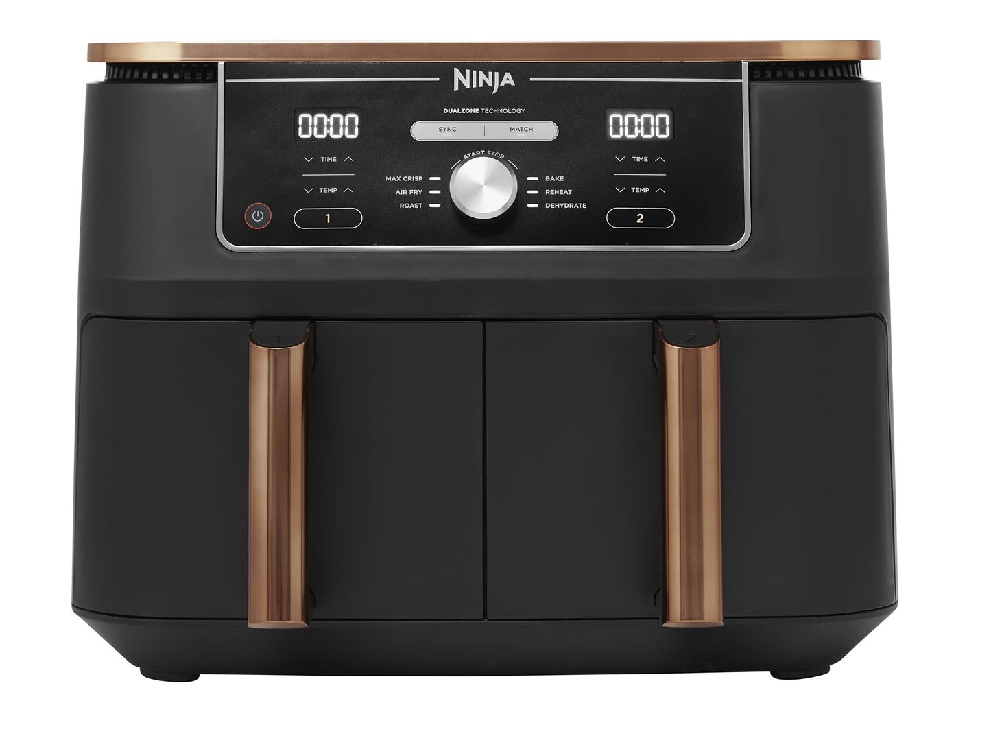 Ninja Foodi MAX Dual Zone Digital Air Fryer, 2 Drawers, 9.5L, 6-in-1, Uses No Oil, Max Crisp, Roast, Bake, Reheat, Dehydrate, Cook 8 Portions, Non-Stick Dishwasher Safe Baskets, Black AF400UK