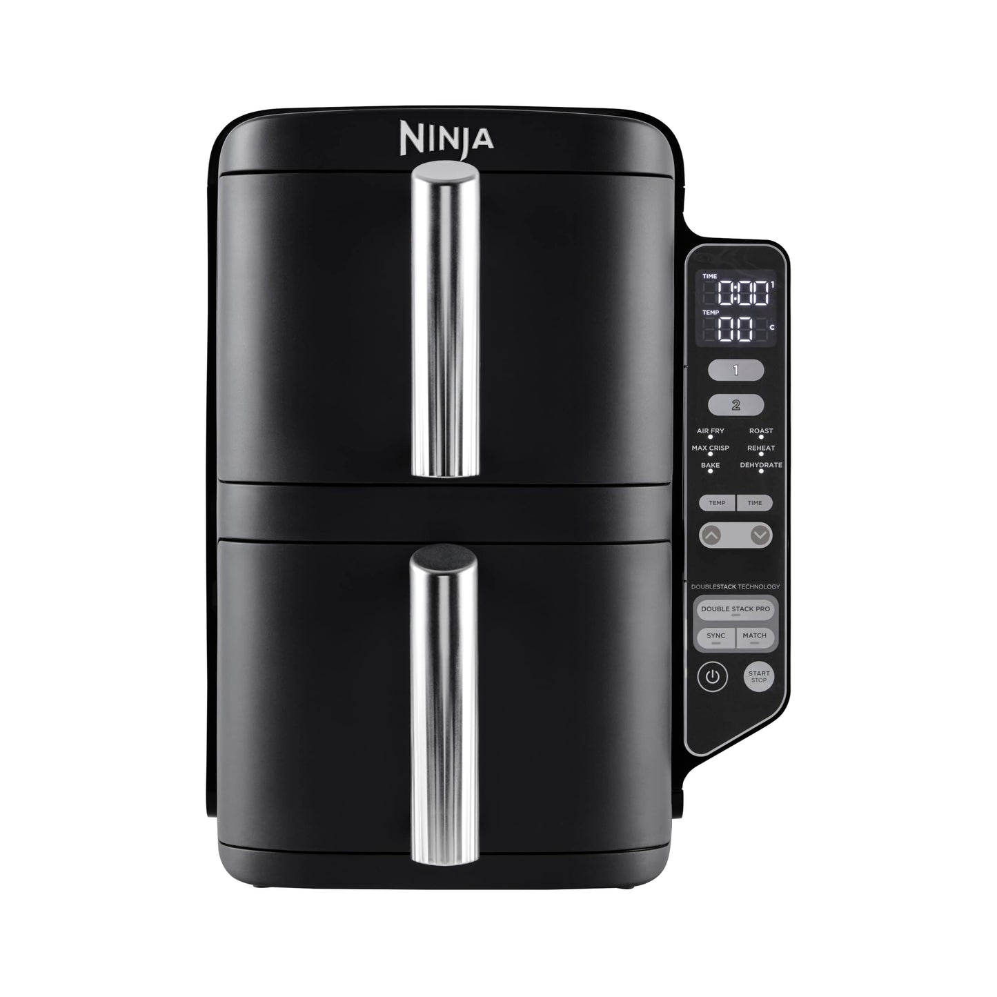 Ninja Foodi MAX Dual Zone Digital Air Fryer, 2 Drawers, 9.5L, 6-in-1, Uses No Oil, Max Crisp, Roast, Bake, Reheat, Dehydrate, Cook 8 Portions, Non-Stick Dishwasher Safe Baskets, Black AF400UK